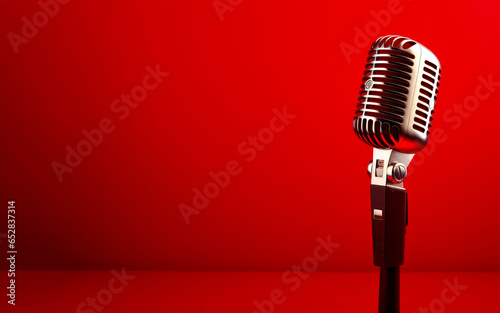 microphone on color background