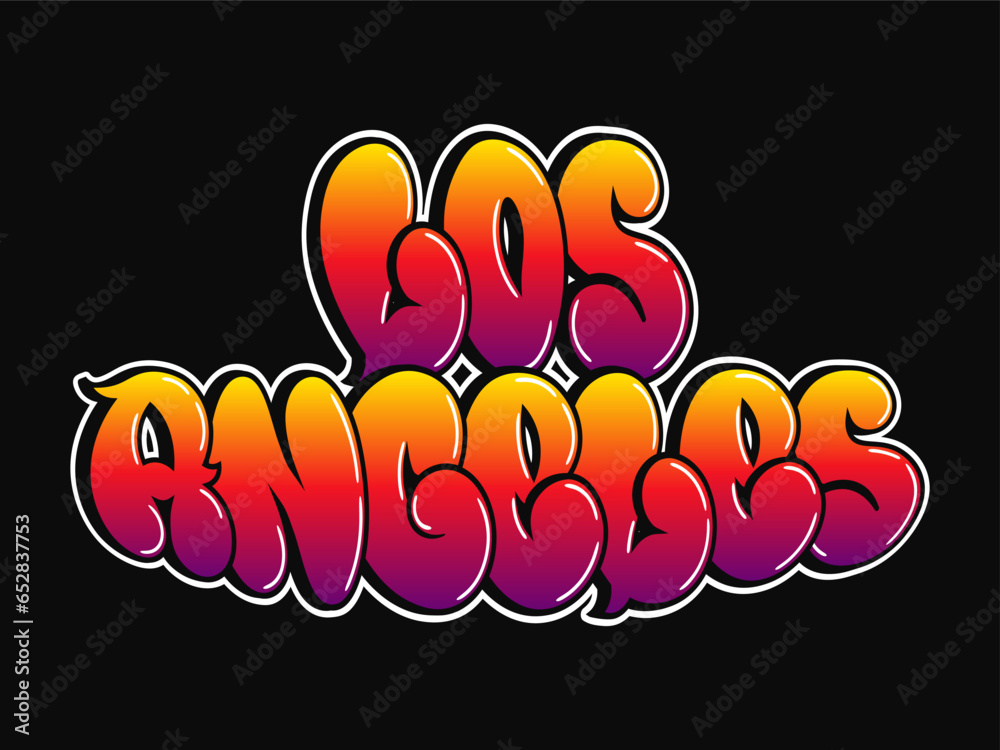 Los Angeles word graffiti style letters. Vector hand drawn doodle