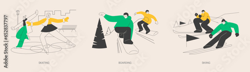 Winter sports abstract concept vector illustrations.