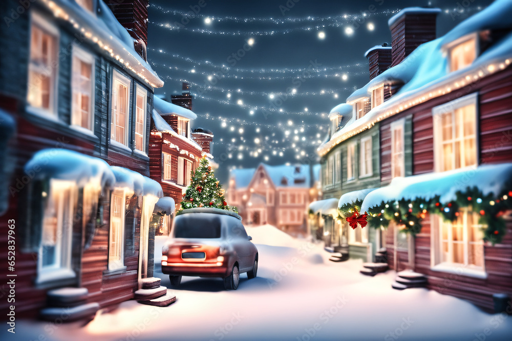 Christmas houses with beautiful decor. Generative Ai Christmas houses with beautiful decor. Generative Ai