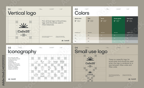 Brand identity guideline template to create visual identity of coffee shop, restaurant or cafe