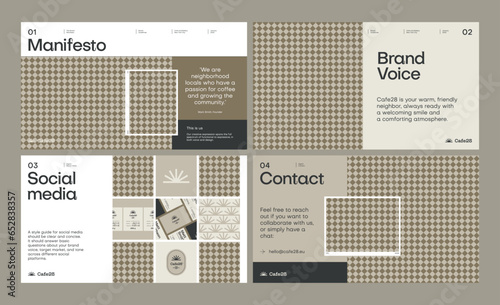 Brand identity guideline template to create visual identity of coffee shop, restaurant or cafe