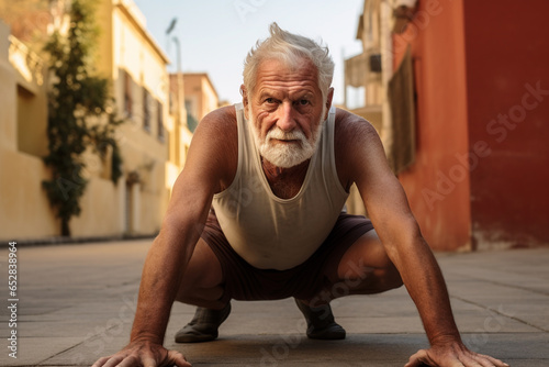 Active Aging: Elderly Man Thriving Through Yoga Practice