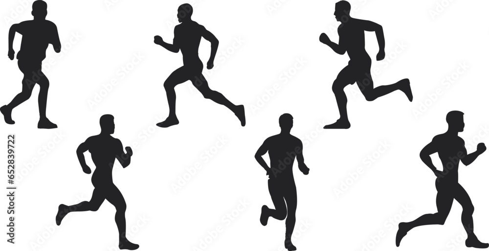 Naklejka premium A runner black silhouette vector. A man running silhouette vector