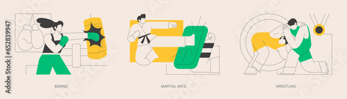 Combat sport abstract concept vector illustrations.