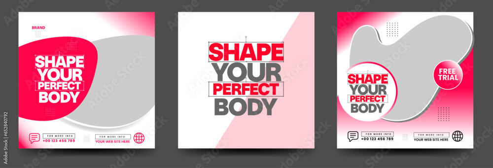 gym and fitness social media post banner template gym and fitness social media post banner template