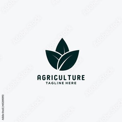 Green leaf icon logo vector abstract style leaf logo
