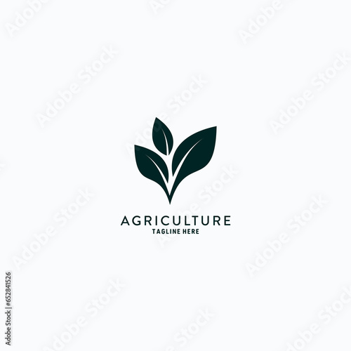 Green leaf icon logo vector abstract style leaf logo