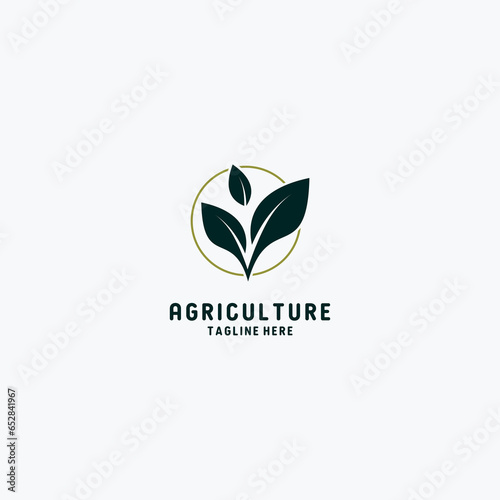 Green leaf icon logo vector abstract style leaf logo