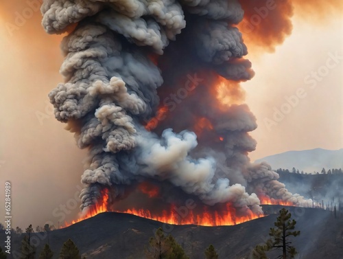 A Large Plume Of Smoke Bills From The Rim Fire In The Santa Gabriel National Forest