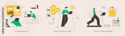 Modern office abstract concept vector illustrations.