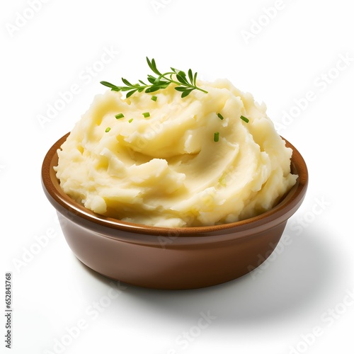 mashed potatoes in a bowl isolated