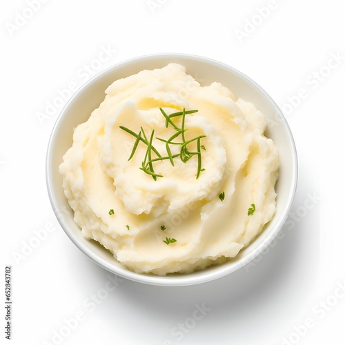 mashed potatoes with parsley isolated on a white background