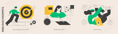 Getting an academic degree abstract concept vector illustrations.