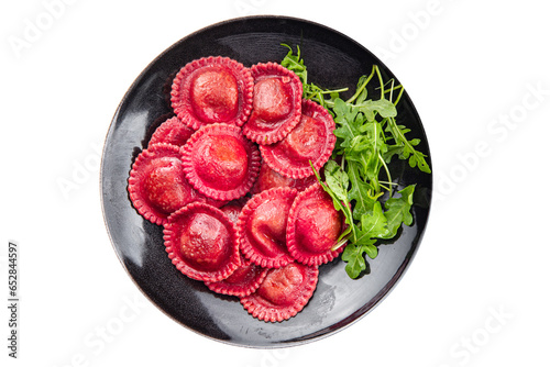 ravioli beetroot red pasta beet food plat appetizer meal food snack on the table copy space food background rustic top view