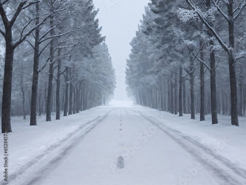 A Road Covered In Snow