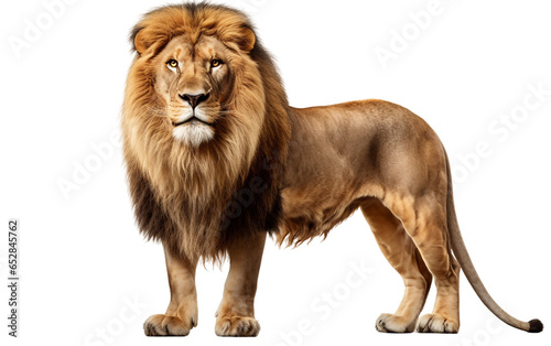 Brown Lion is standing Isolated on Transparent Background PNG. Generative AI