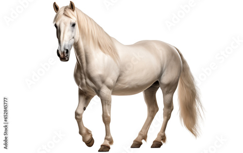 Lipizzaner white Horse Moving from Front Isolated on Transparent Background PNG. Generative AI © Haider