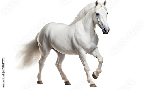 Lipizzaner white Horse Portrait Isolated on Transparent Background PNG. Generative AI