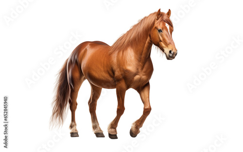 Marwari Red Horse in Portrait Isolated on Transparent Background PNG. Generative AI