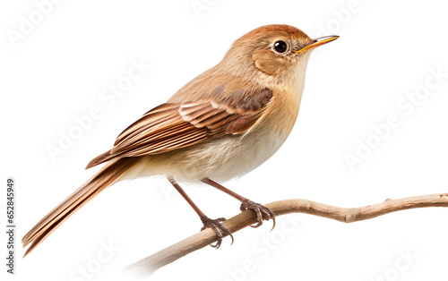 Melodious Common Night Brown Bird Sitting in Branch Isolated on Transparent Background PNG. Generative AI