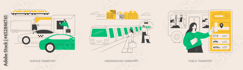 Public transport system abstract concept vector illustrations.