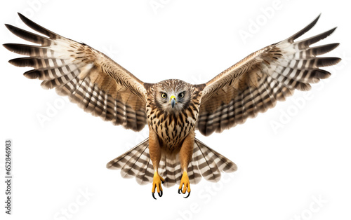 Northern Harrier Brown Bird is in Flaying from Front Isolated on Transparent Background PNG. Generative AI