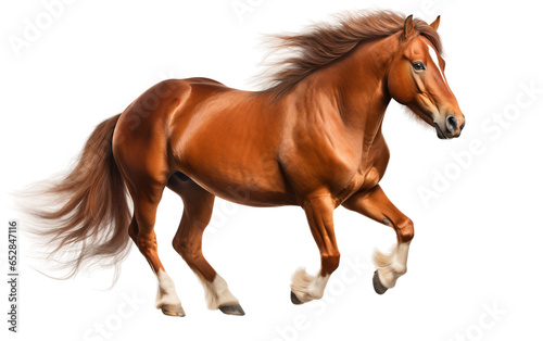 Paso Fina Red Horse is in movement Isolated on Transparent Background PNG. Generative AI