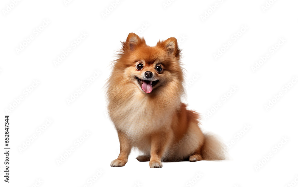 Pomeranian Brown Dog in Sitting Isolated on Transparent Background PNG. Generative AI