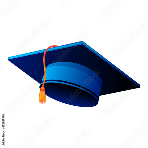 Graduation cap, college, high school or university cap isolated, educational student symbol
