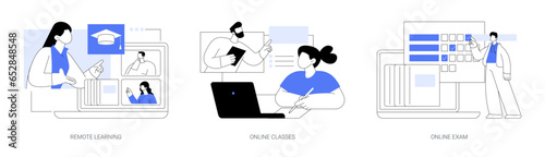 Distance educational process isolated cartoon vector illustrations se