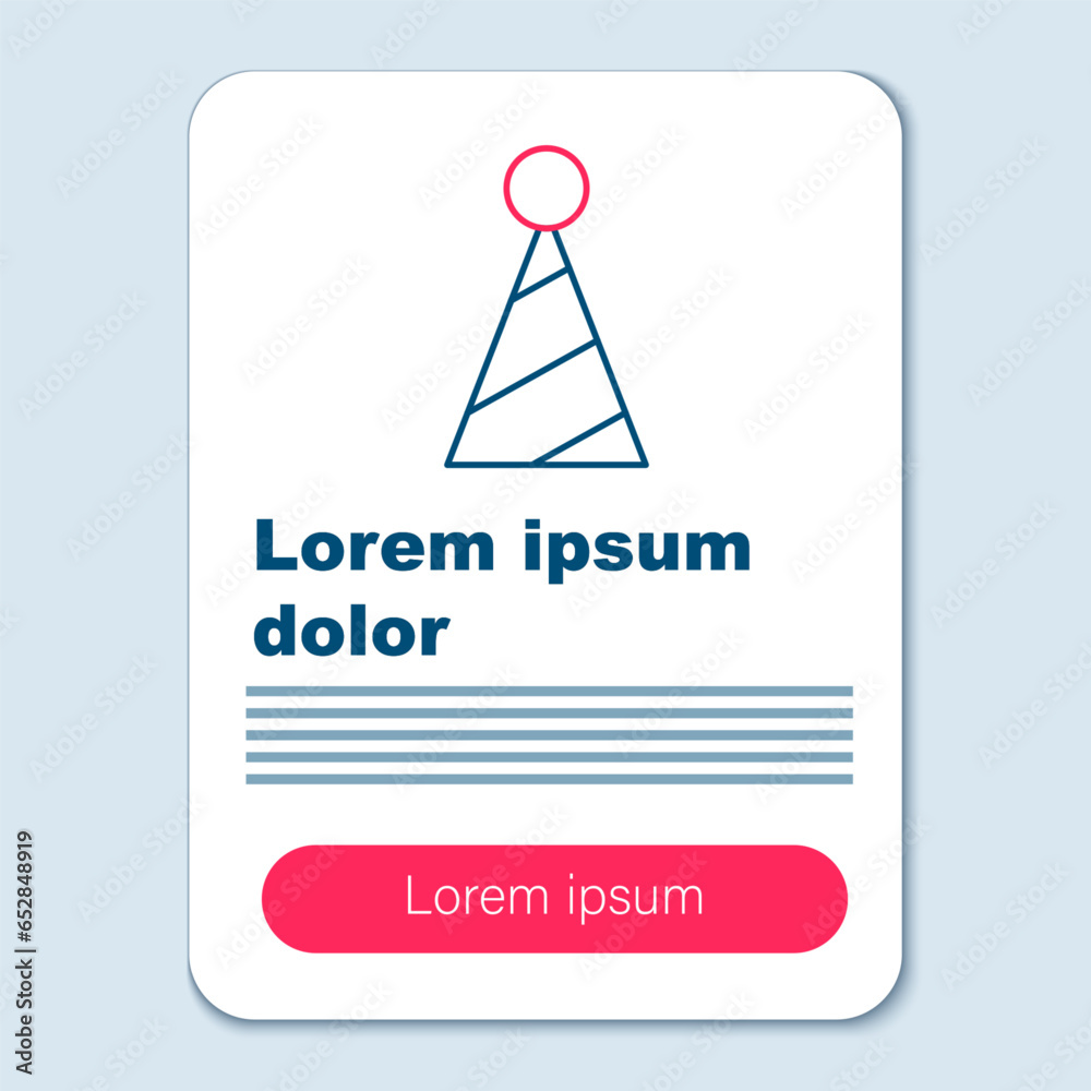 Line Party hat icon isolated on grey background. Birthday hat. Colorful outline concept. Vector Line Party hat icon isolated on grey background. Birthday hat. Colorful outline concept. Vector