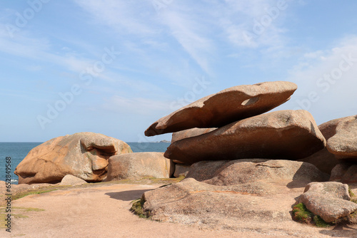 Palette of painter, bizarre rock formation on Pink Granite Coast in Brittany photo