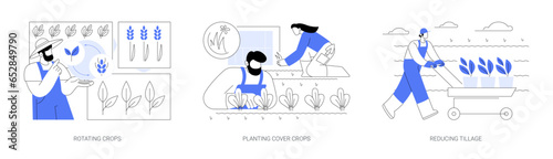Sustainable agriculture practices isolated cartoon vector illustrations se