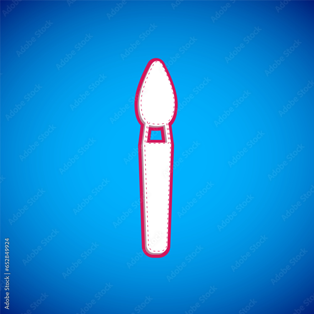 White Paint brush icon isolated on blue background. Vector White Paint brush icon isolated on blue background. Vector