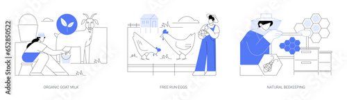 Organic food products isolated cartoon vector illustrations se