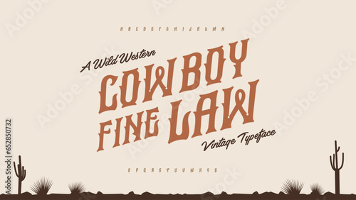 Vintage classic Western typography alphabet. Vector illustration of fonts set.