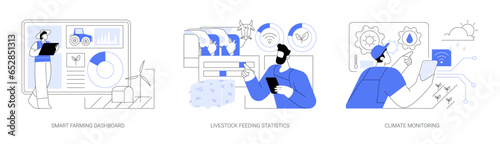 Smart farming data analysis isolated cartoon vector illustrations se