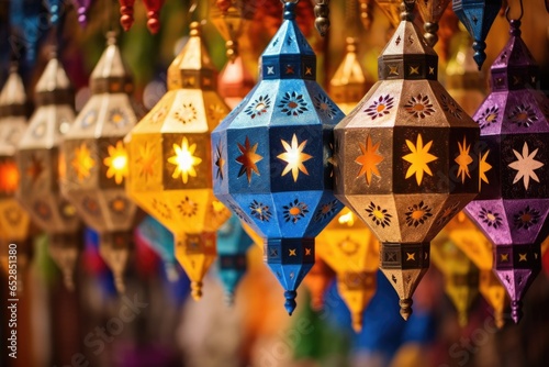 a collection of colorful arabian lanterns photo