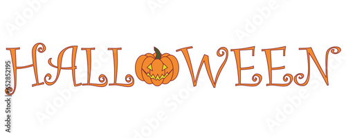 vector decorative Halloween lettering with a scary pumpkin instead of the letter o