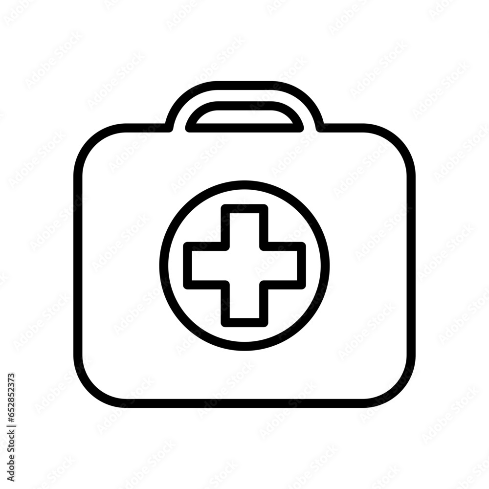 Ambulance suitcase icon. First aid kit, medical case bag, medicine box with cross emergency symbol. clinic equipment for rescue diagnostic. Vector illustration design. Ambulance suitcase icon. First aid kit, medical case bag, medicine box with cross emergency symbol. clinic equipment for rescue diagnostic. Vector illustration design.