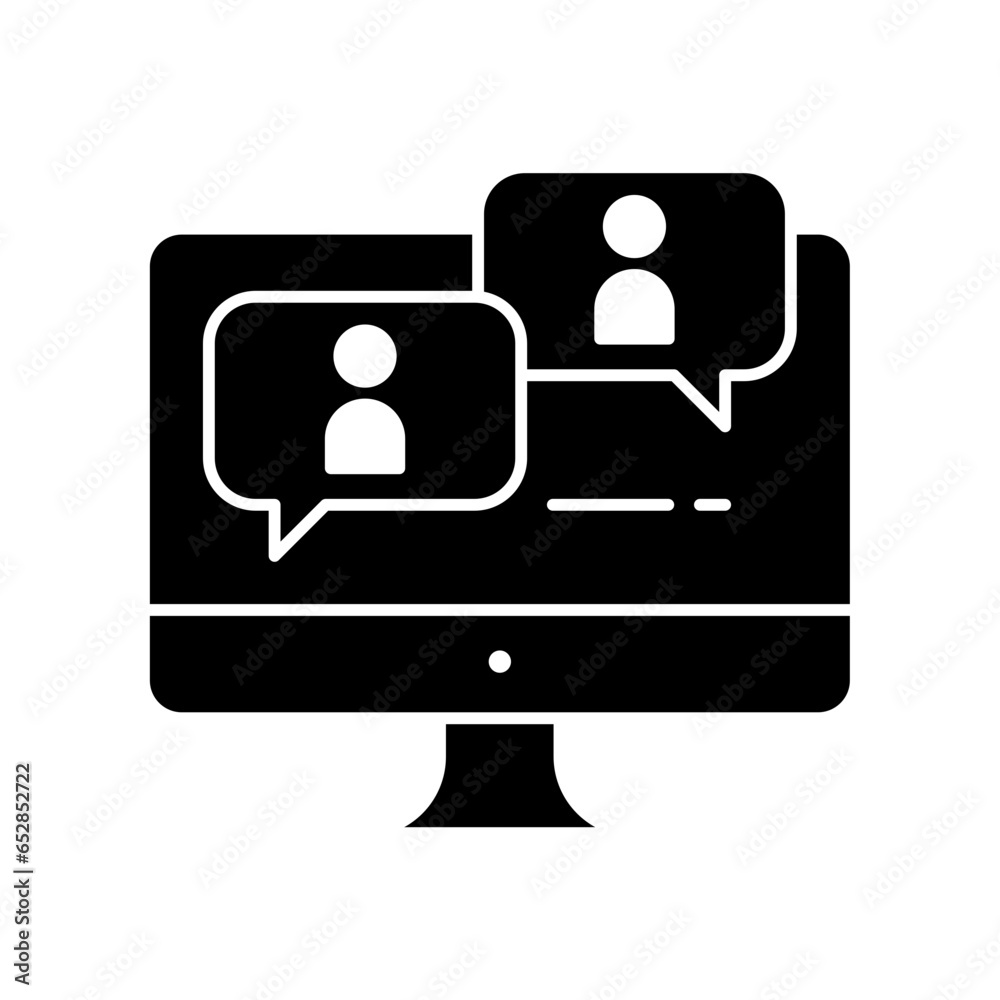 Webinar concept, online course, distant education, video lecture, internet group conference, training test, work from home, easy communication, vector icon Webinar concept, online course, distant education, video lecture, internet group conference, training test, work from home, easy communication, vector icon