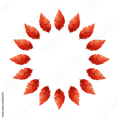 Autumnal round frame. Wreath of autumn leaves. Fall of the leaves. Vector illustration. Design element for poster, web, flyers, invitation, postcard, Happy Thanksgiving day, wedding. Place for text.