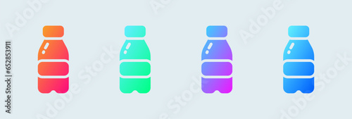 Bottle solid icon in gradient colors. Water drink signs vector illustration.
