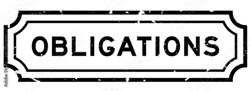 Grunge black obligations word square rubber stamp on white background