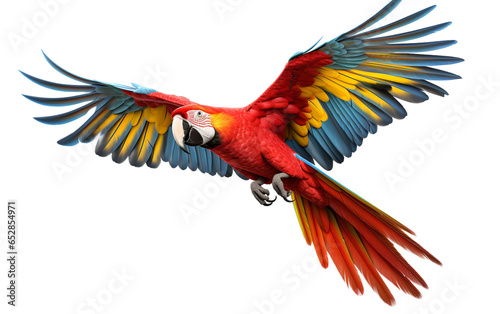 Scarlet Macaw Red Bird is Flying Isolated on Transparent Background PNG. Generative AI © Haider