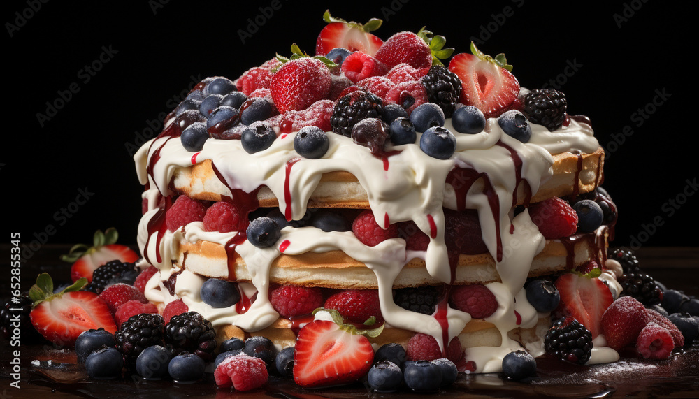 Freshness and indulgence meet in this gourmet berry dessert generated by AI