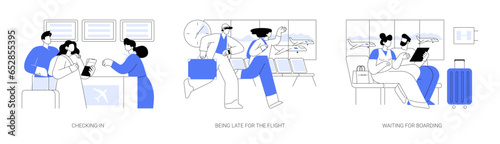 Traveling by plane isolated cartoon vector illustrations se