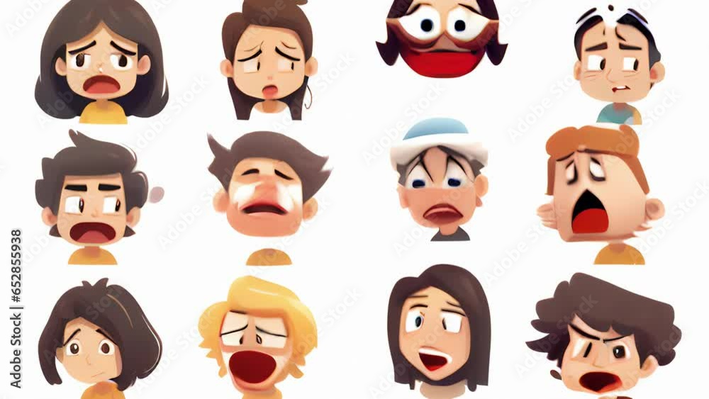 A characters facial expressions change rapidly, depicting a range of emotions to ilrate the concept of emotional volatility. Psychology animation A characters facial expressions change rapidly, depicting a range of emotions to ilrate the concept of emotional volatility. Psychology animation