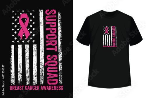 Support Squad Breast Cancer Awareness Warrior American Flag T-Shirt